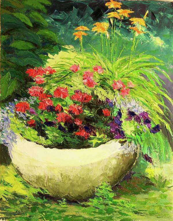 Landscape Art Print featuring the painting Outdoor Flower Pot by Nicolas Bouteneff