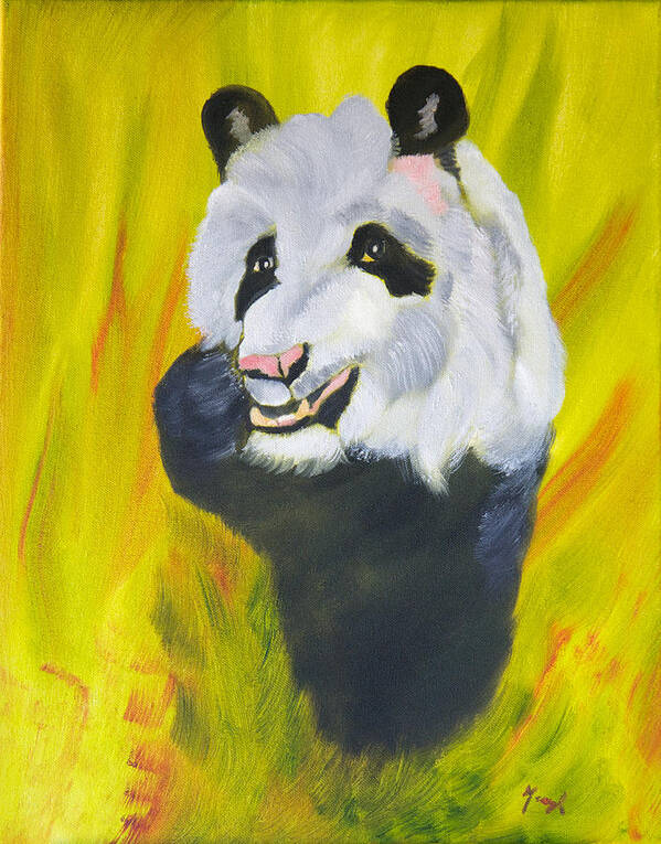 Panda Bear Art Print featuring the painting Panda-monium by Meryl Goudey