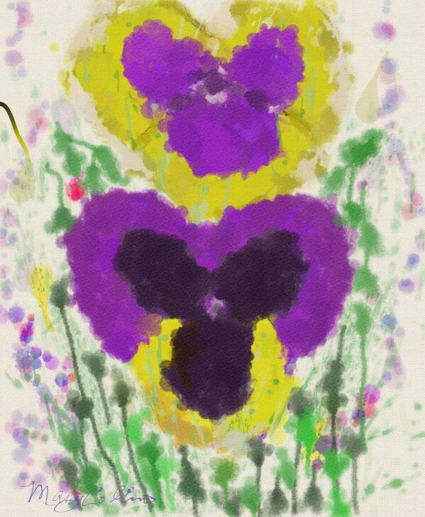 Purple Art Print featuring the digital art Pansies by Mary M Collins