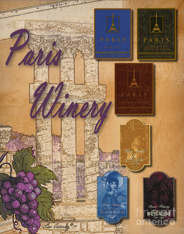 Paris Winery Art Print featuring the photograph Paris Winery Labels by Lee Owenby