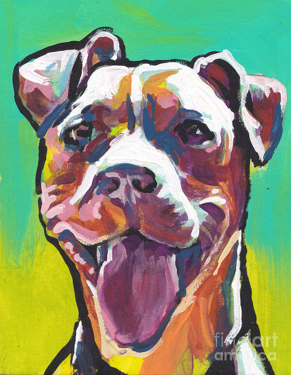 Pitbull Art Print featuring the painting Peach Pit by Lea S