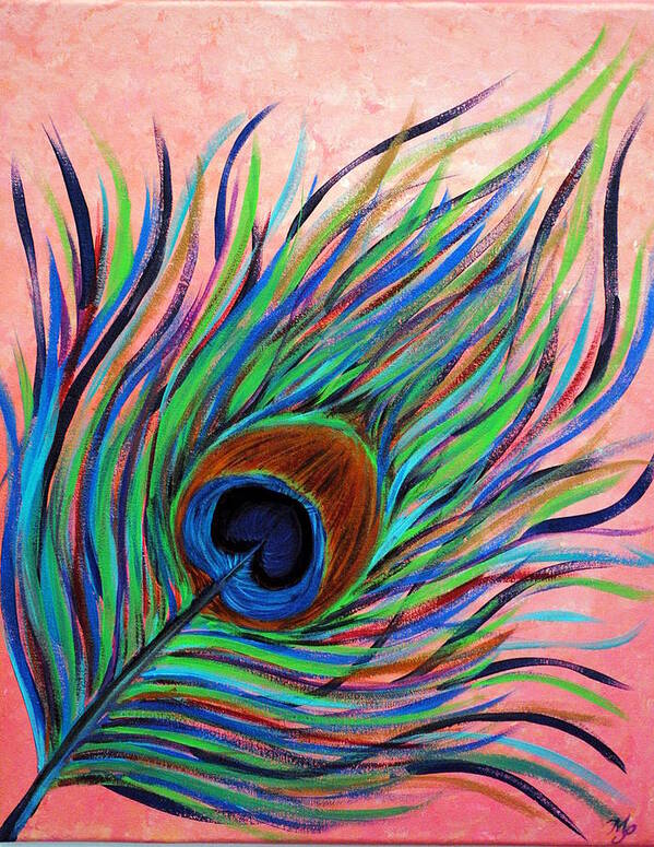 Peacock Art Print featuring the painting Peacock Feather by Meganne Peck