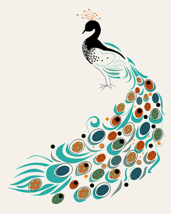 Peacock Art Print featuring the digital art Peacock by Marci Cheary