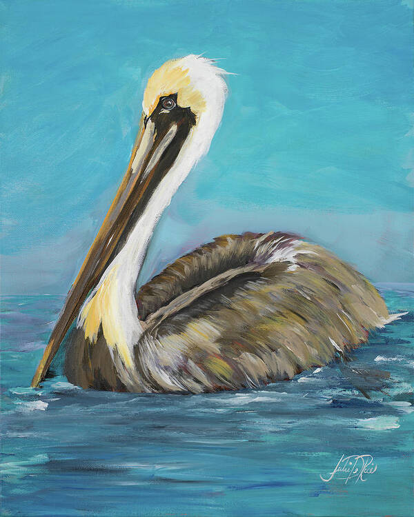 Pelican Art Print featuring the painting Pelican Way II by Julie Derice