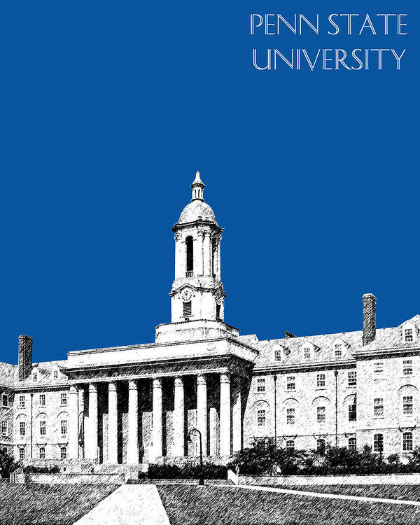 University Art Print featuring the digital art Penn State University - Royal Blue by DB Artist