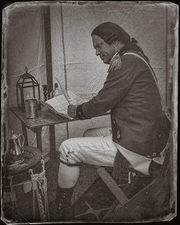 Revolutionary War Reenactment Art Print featuring the photograph Penning a Letter to King George the Third  by Priscilla Burgers