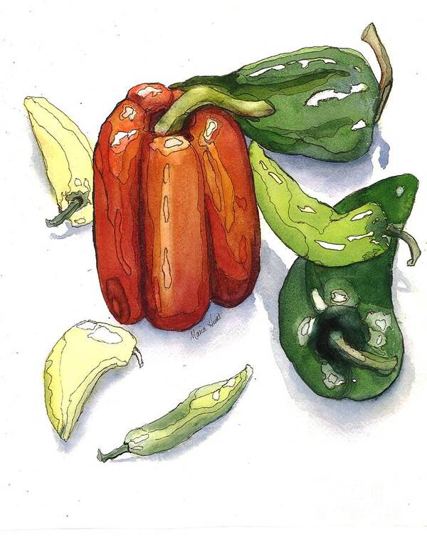 Vegetables Art Print featuring the painting Fajita Fiesta by Maria Hunt