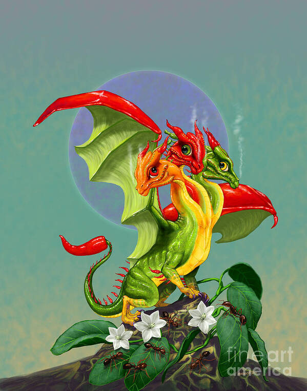 Dragon Art Print featuring the digital art Peppers Dragon by Stanley Morrison