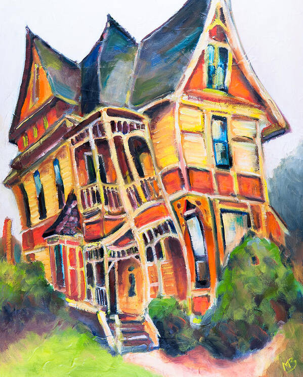 Victorian Art Print featuring the painting Pernot House Corvallis by Mike Bergen