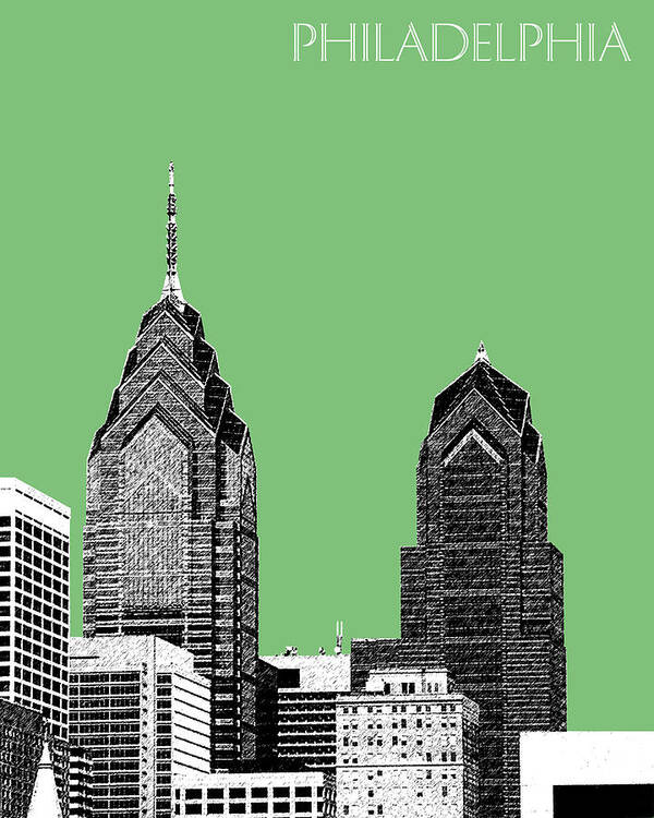 Architecture Art Print featuring the digital art Philadelphia Skyline Liberty Place 2 - Apple by DB Artist