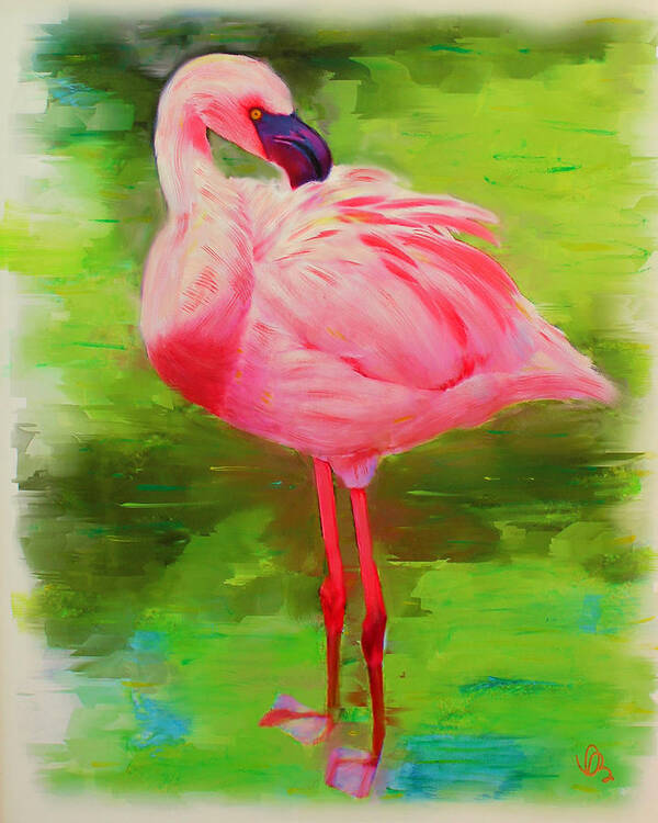 Flamingo Art Print featuring the painting Pink Flamingo by Deborah Boyd