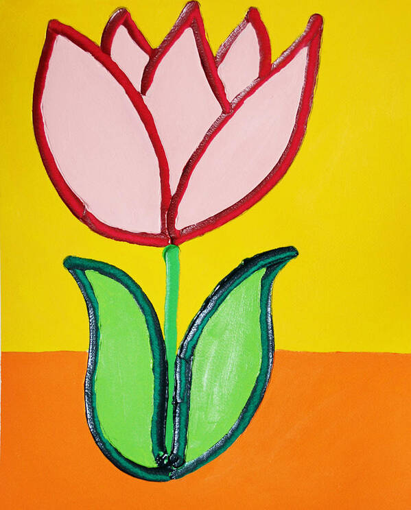Tulip Art Print featuring the painting Pink Tulip by Matthew Brzostoski