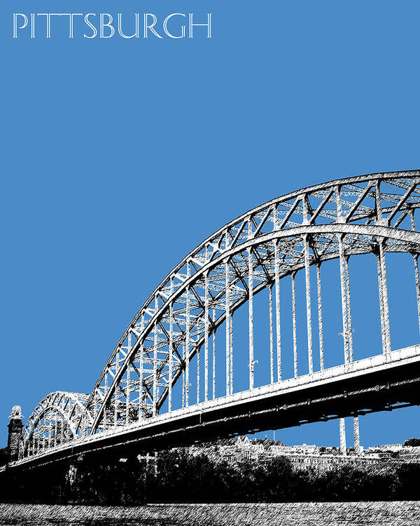 Architecture Art Print featuring the digital art Pittsburgh Skyline 16th St. Bridge - Slate by DB Artist