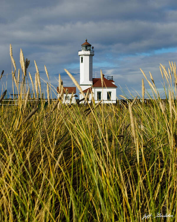 Architecture Art Print featuring the photograph Point Wilson Lighthouse and Grassy Foreground by Jeff Goulden