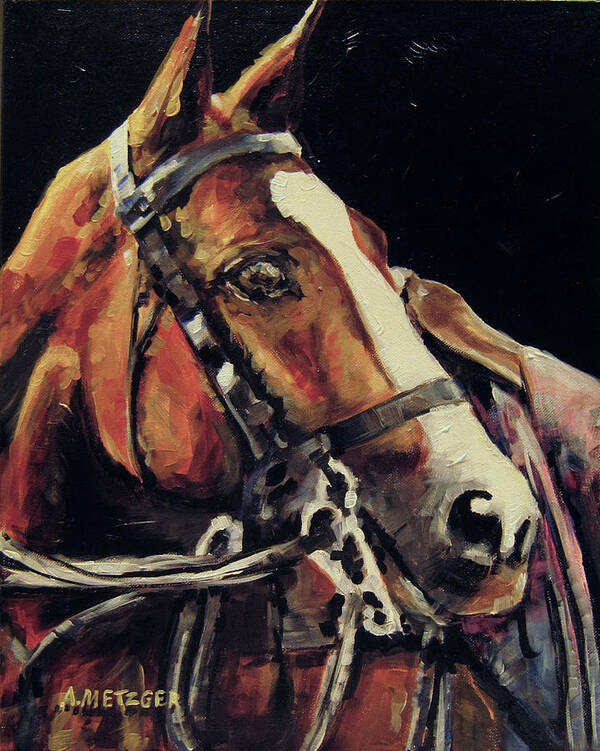 Polo Art Print featuring the painting Polo Pony by Alan Metzger