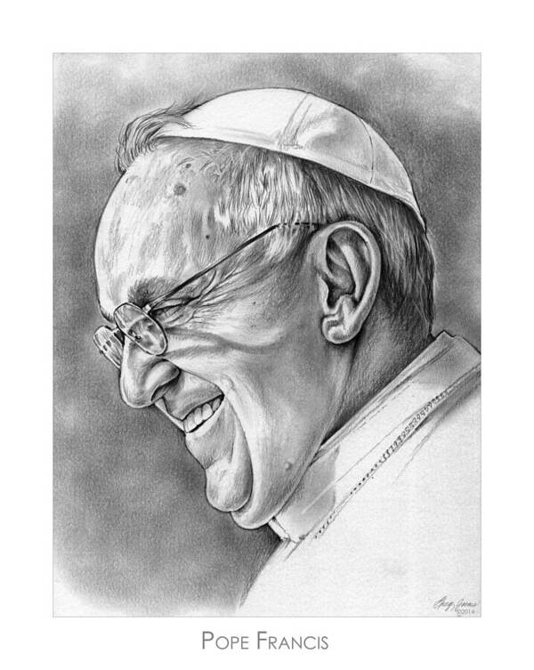 Celebrities Art Print featuring the drawing Pope Francis by Greg Joens