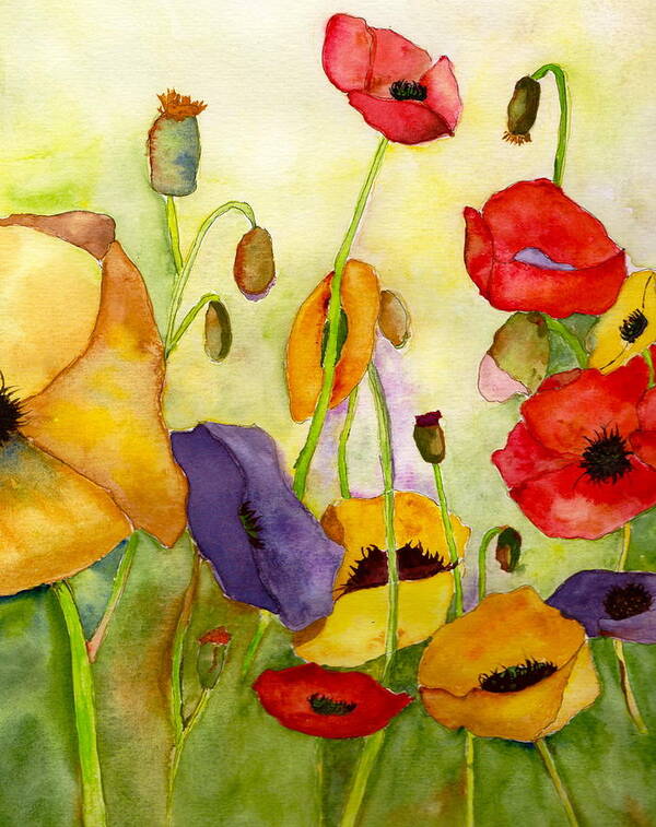 Floral Watercolors Art Print featuring the painting Poppin Poppies 1 by Teresa Tilley
