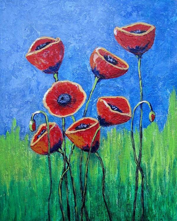 Poppy Art Print featuring the painting Poppy Party by Suzanne Theis