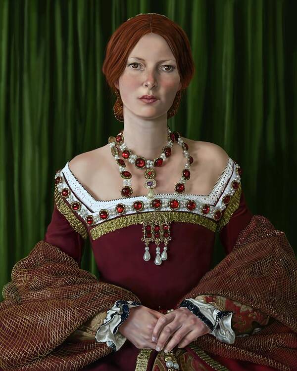 Tudor Art Print featuring the digital art Portrait Of A Tudor Lady by Mark Satchwill
