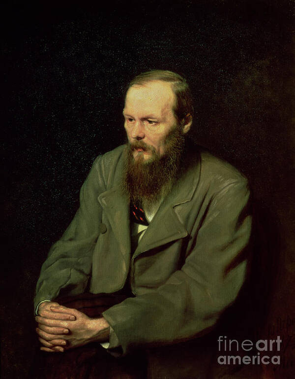 Beard; Male; Novelist; Dostoevsky; Dostoievsky; Dostoievski; Writer; Author; Fedor Art Print featuring the painting Portrait of Fyodor Dostoyevsky by Vasili Grigorevich Perov
