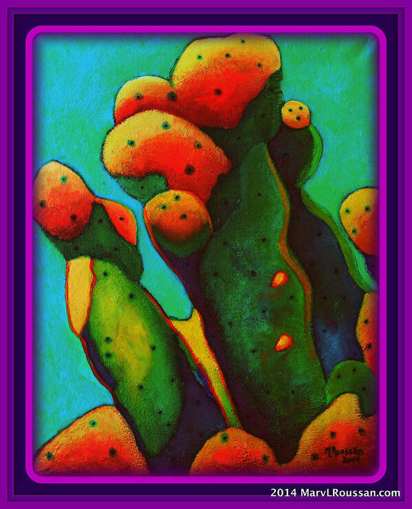 Cactus Art Print featuring the painting Prickly Pear II SOLD by MarvL Roussan