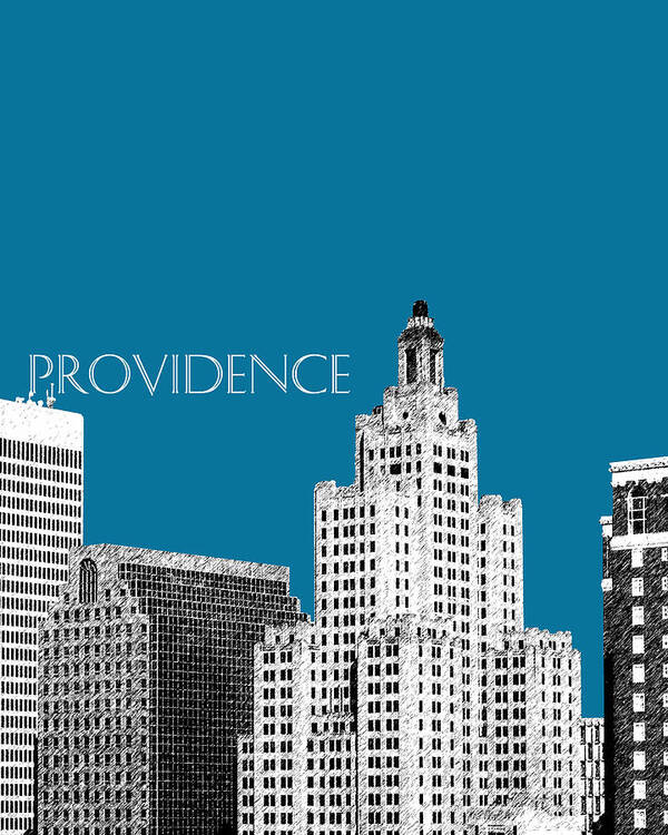 Architecture Art Print featuring the digital art Providence Skyline 1 - Steel by DB Artist
