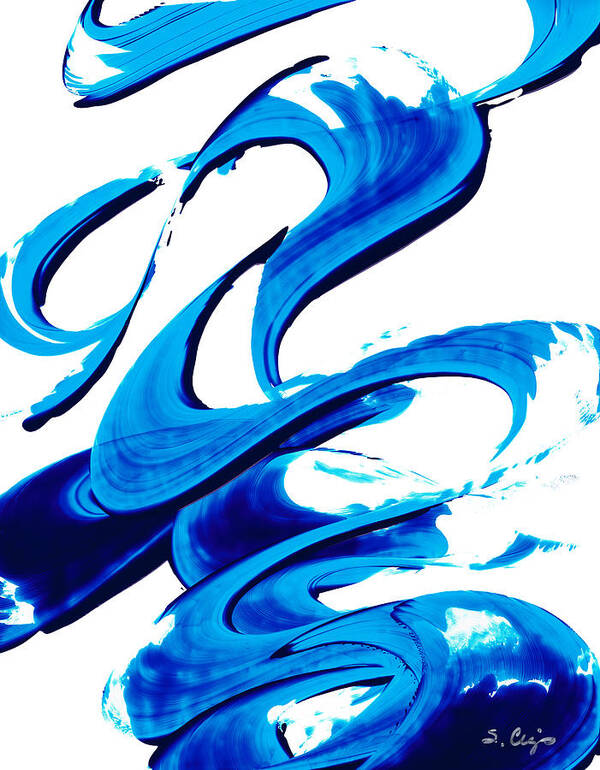 Blue Art Print featuring the painting Pure Water 314 - Blue Abstract Art by Sharon Cummings by Sharon Cummings
