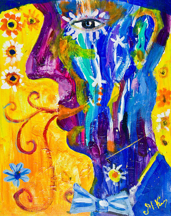 Profile Art Print featuring the painting Purple Man by Maxim Komissarchik