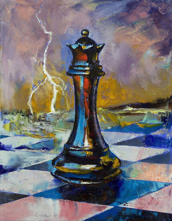 Chess Art Print featuring the painting Queen of Chess by Michael Creese
