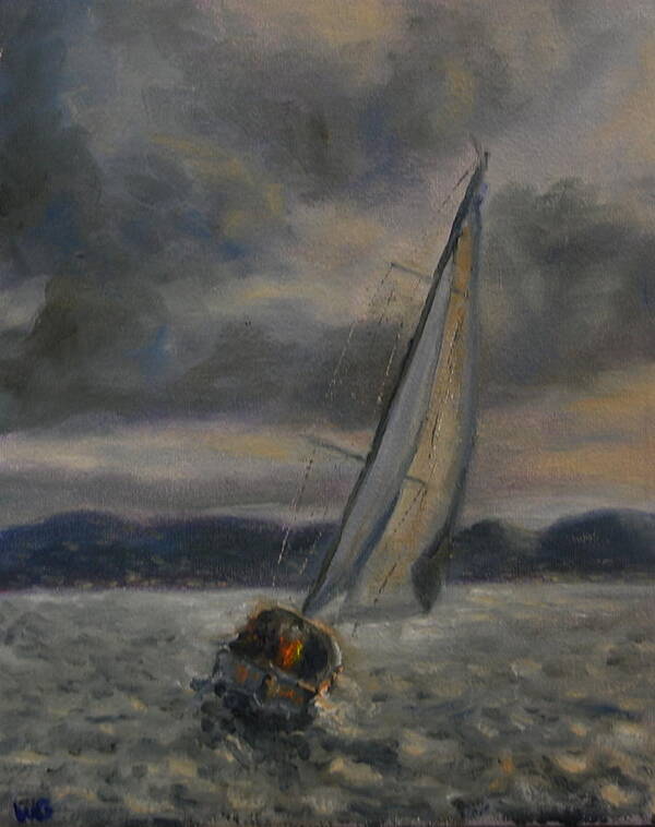 Sailing Art Print featuring the painting Racing the Storm by Will Germino
