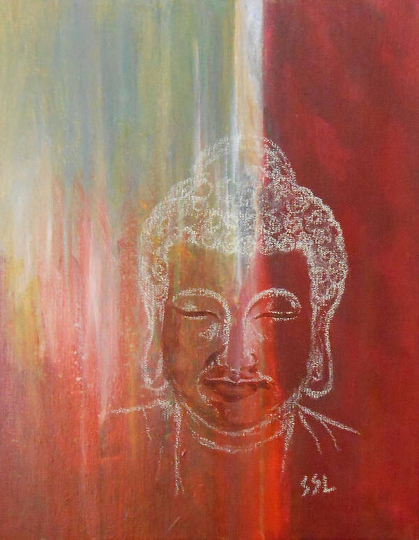 Buddha Art Print featuring the mixed media Rainbow Body - Buddha by Jane See