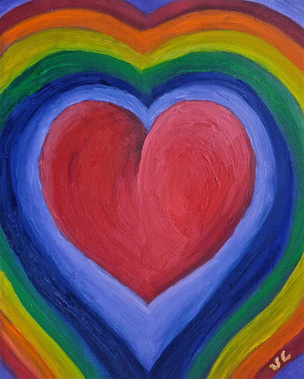 Heart Art Print featuring the painting Rainbow Love by Victoria Lakes