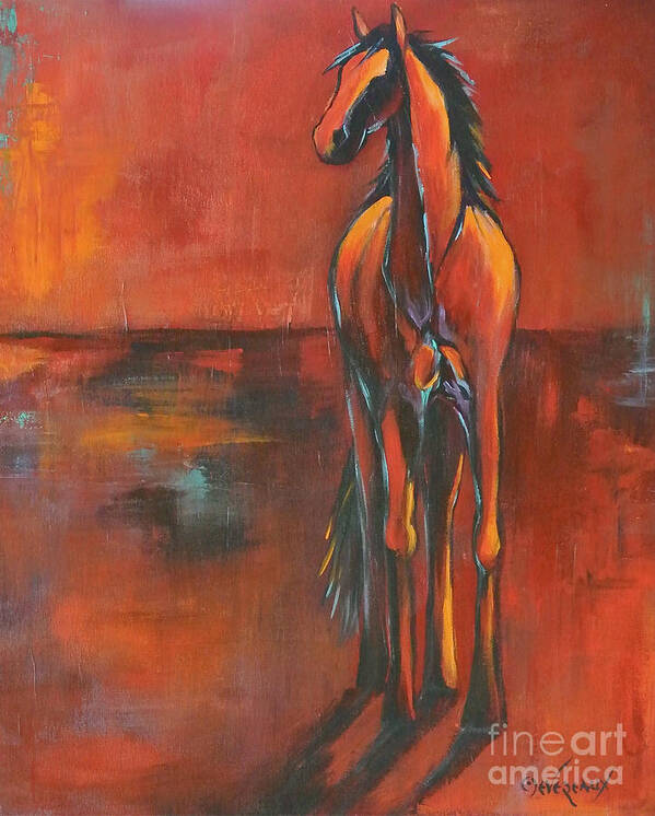 Horse Art Print featuring the painting Red by Cher Devereaux
