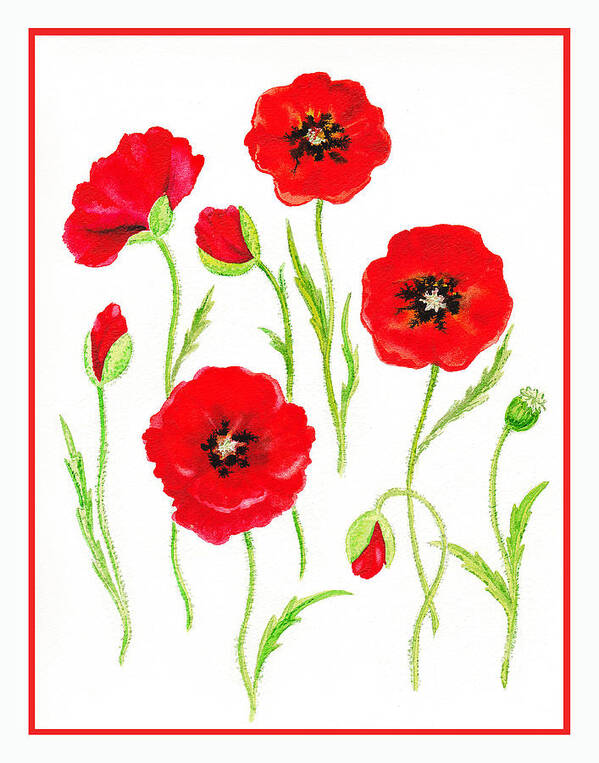 Poppies Art Print featuring the painting Red Poppies by Irina Sztukowski