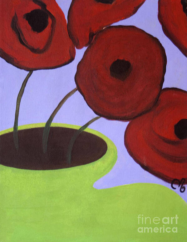  #redpoppies #flower #floral Art Print featuring the painting Red Poppies by Jacquelinemari