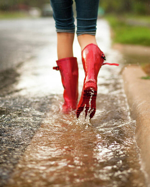 People Art Print featuring the photograph Red Rain Boots by Jennifer M. Ramos