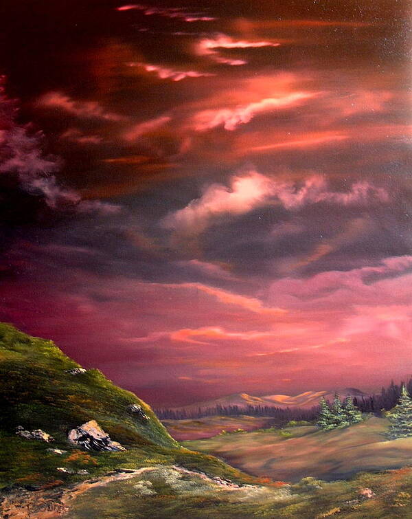 Scotland Art Print featuring the painting Red Sky At Night by Jean Walker