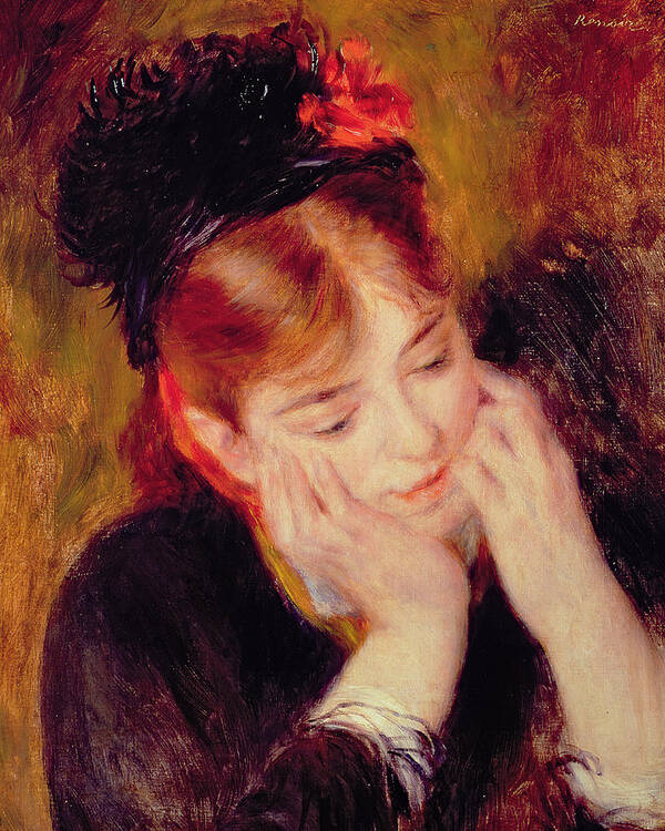 Reflection Art Print featuring the painting Reflection by Pierre Auguste Renoir