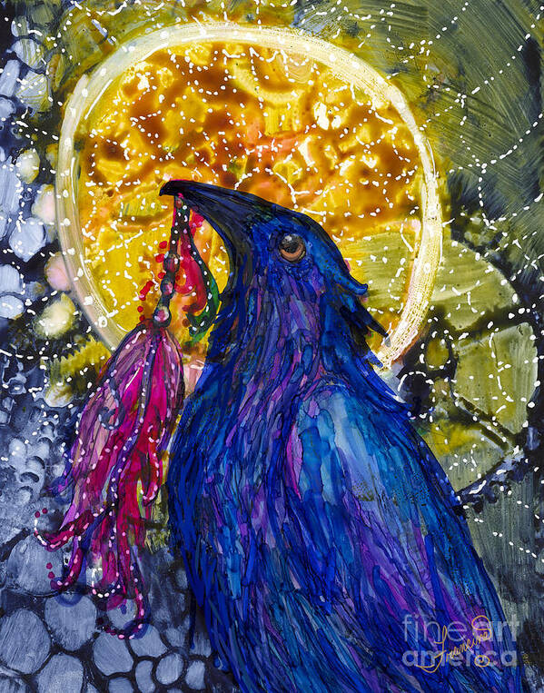 Raven Art Print featuring the painting Reveling Raven by Francine Dufour Jones