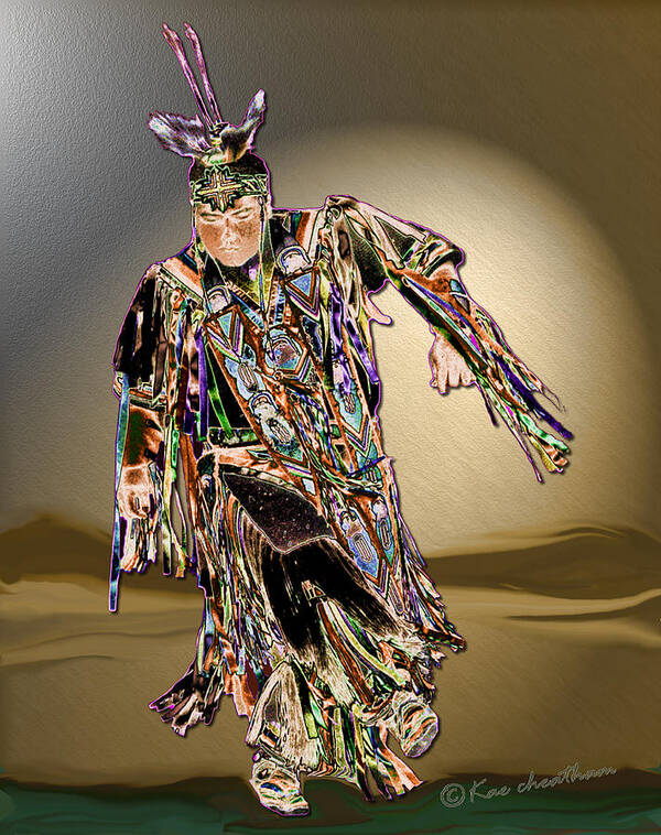Pow Wow Dancer Art Print featuring the digital art Ribbon Dancer by Kae Cheatham