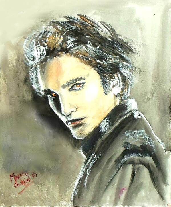 Robert Pattinson Art Print featuring the painting Robert Pattinson - Edward Cullen by Marcello Cicchini