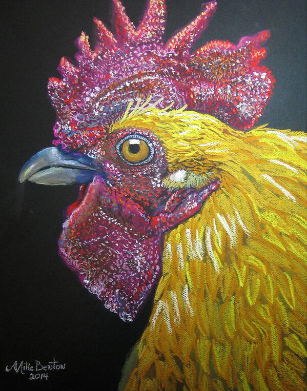 Rooster Art Print featuring the pastel Rooster Profile by Mike Benton
