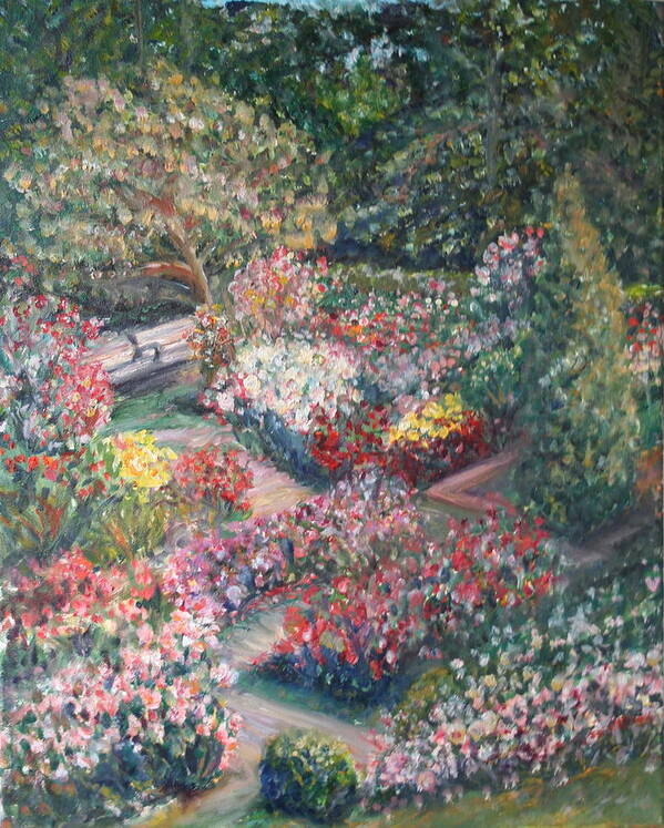 Impressionist Landscape Art Print featuring the painting Rose Garden by Quin Sweetman