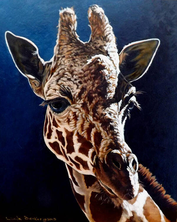 Giraffe Art Print featuring the painting Rosie by Linda Becker