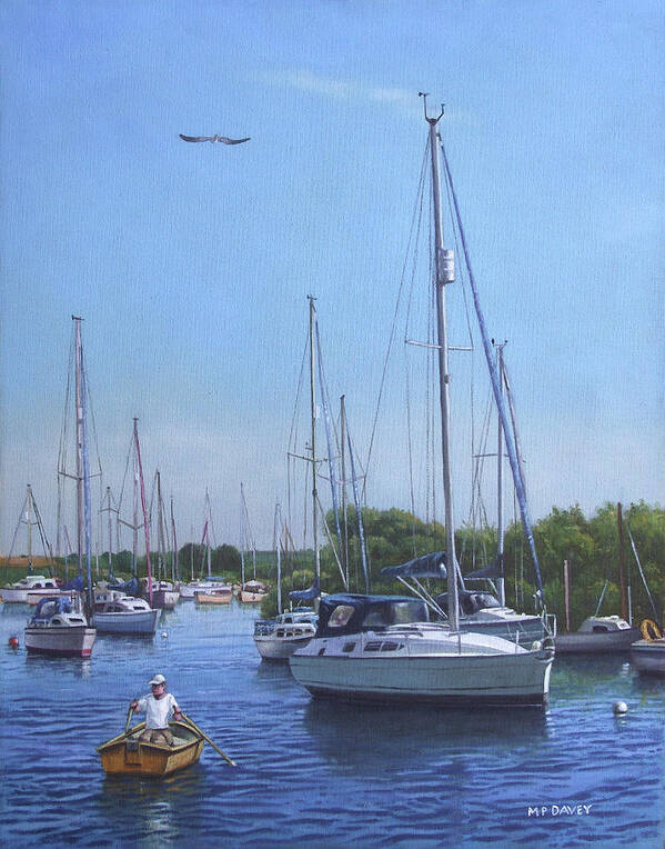 Christchurch Art Print featuring the painting Sailing Boats At Christchurch Harbour by Martin Davey