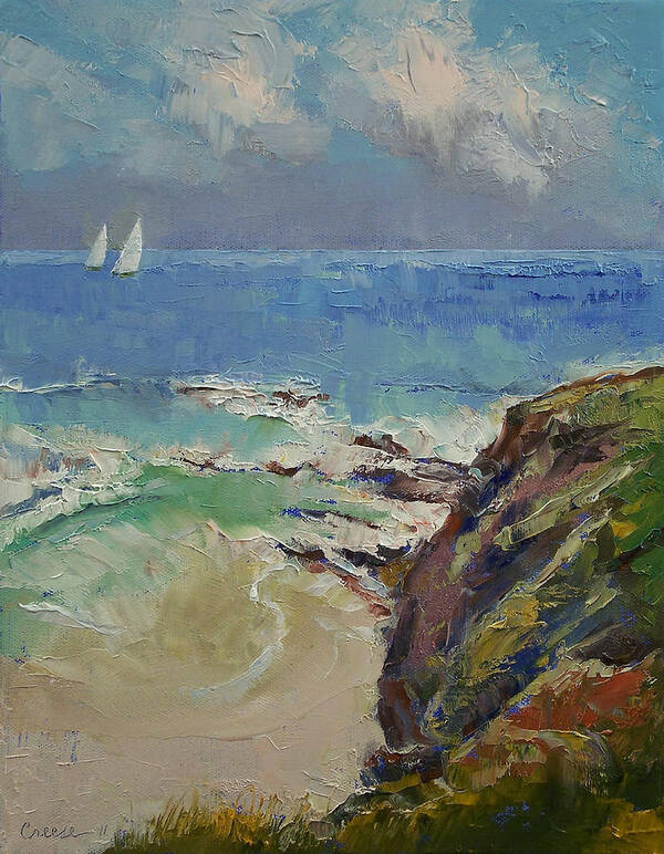 Sailing Art Print featuring the painting Sailing off the Cove by Michael Creese