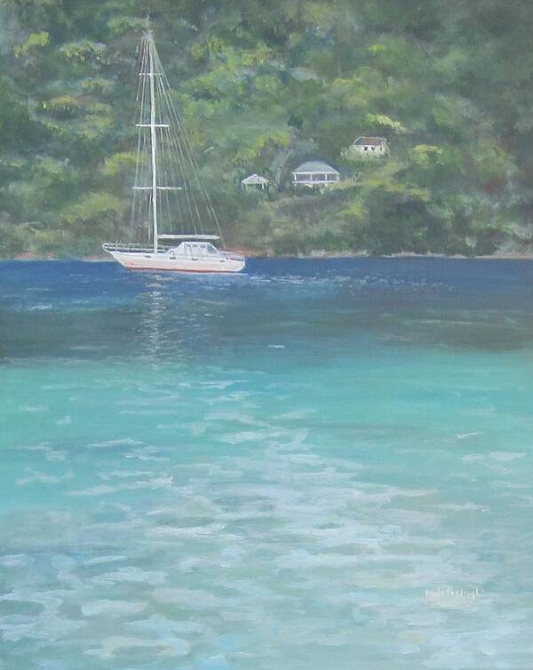 Acrylic Painting Art Print featuring the painting Sailing on the Caribbean by Paula Pagliughi