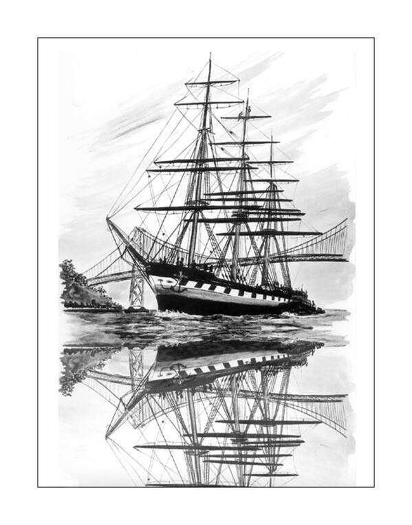 1st Drawn In 1962 Art Print featuring the drawing Balclutha Reflections by Jack Pumphrey