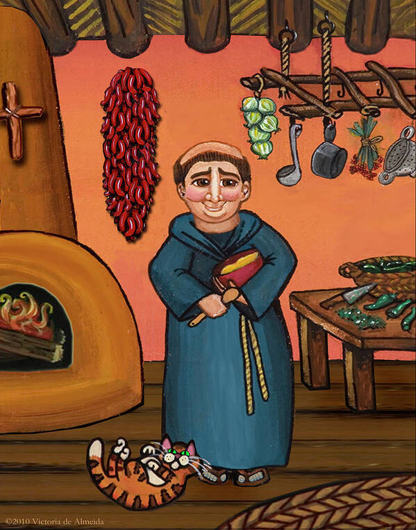 Folk Art Art Print featuring the painting San Pascual and Vigas by Victoria De Almeida