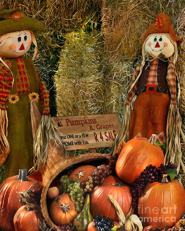 Pumpkin Art Print featuring the painting Seasonal Pumpkins by Peter Piatt